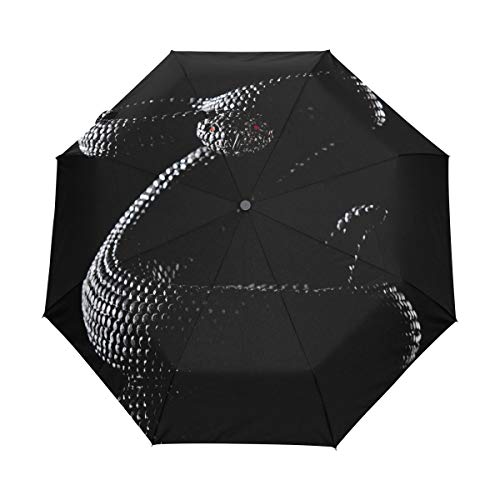 My Daily Reise-Regenschirm, Motiv: Schlange mit Kristallen, automatisches Öffnen/Schließen, leicht, kompakt, winddicht von My Daily