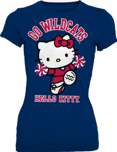 My U NCAA Arizona Wildcats Hello Kitty Pom Pom Junior Crew T-Shirt, Damen, Arizona Wildcats von My U