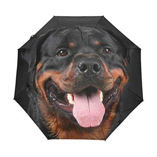 MyDaily Rottweiler Regenschirm für Hunde, automatisches Öffnen/Schließen, leicht, kompakt, winddicht von MyDaily