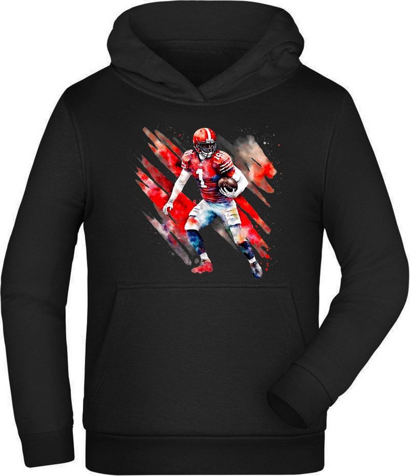 MyDesign24 Hoodie Kinder Kapuzen Sweatshirt - American Football Hoodie in Ölfarben Kapuzensweater mit Aufdruck, i488 von MyDesign24
