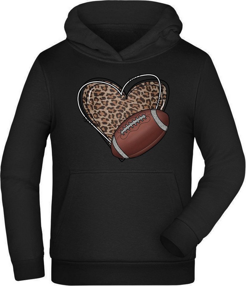 MyDesign24 Hoodie Kinder Kapuzen Sweatshirt - American Football Hoodie mit Herz Kapuzensweater mit Aufdruck, i490 von MyDesign24