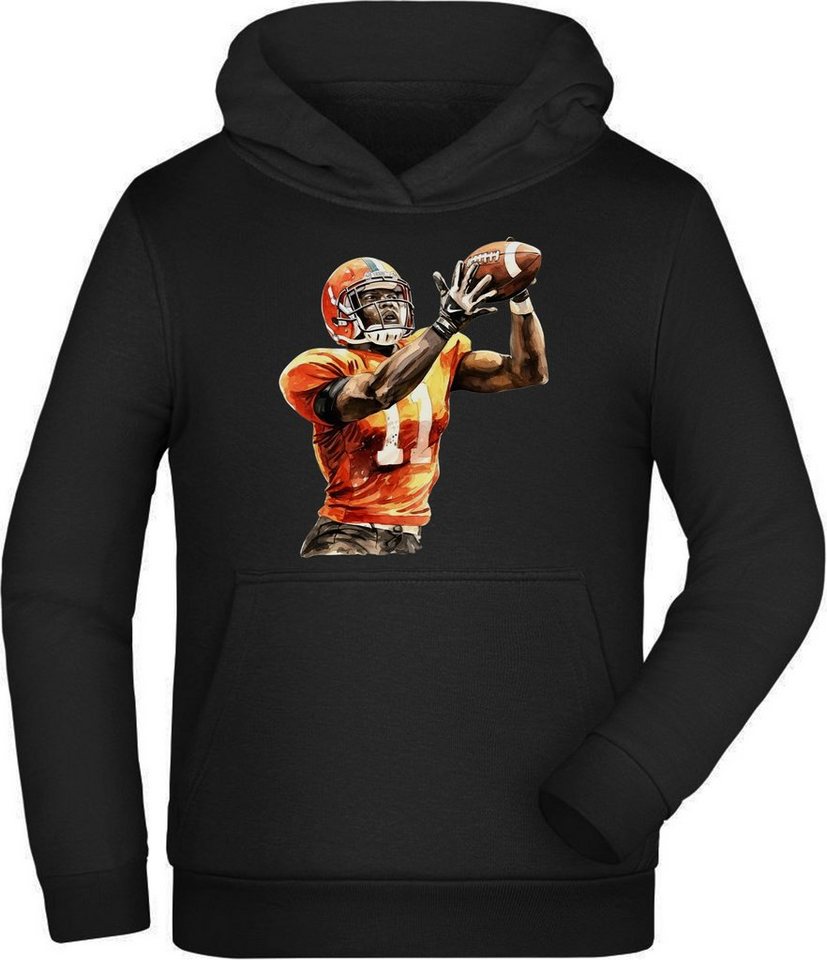 MyDesign24 Hoodie Kinder Kapuzen Sweatshirt - American Football Spieler Print Kapuzensweater mit Aufdruck, i507 von MyDesign24