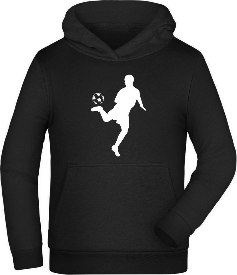 MyDesign24 Hoodie Kinder Kapuzenpullover - Fußball Hoodie mit Fussballer Silhouette Kapuzensweater mit Aufdruck, i470 von MyDesign24