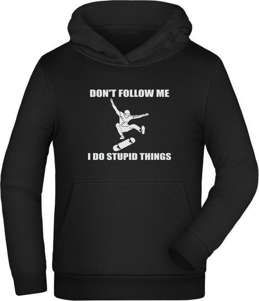 MyDesign24 Hoodie Kinder Kapuzensweater Skater Hoodie mit Don't follow me Print Kapuzenpulli mit Aufdruck, i551 von MyDesign24