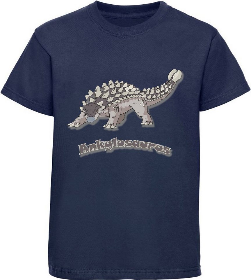 MyDesign24 Print-Shirt bedrucktes Kinder T-Shirt mit Ankylosaurus 100% Baumwolle mit Dino Aufdruck, schwarz, weiß, rot, blau, i63 von MyDesign24