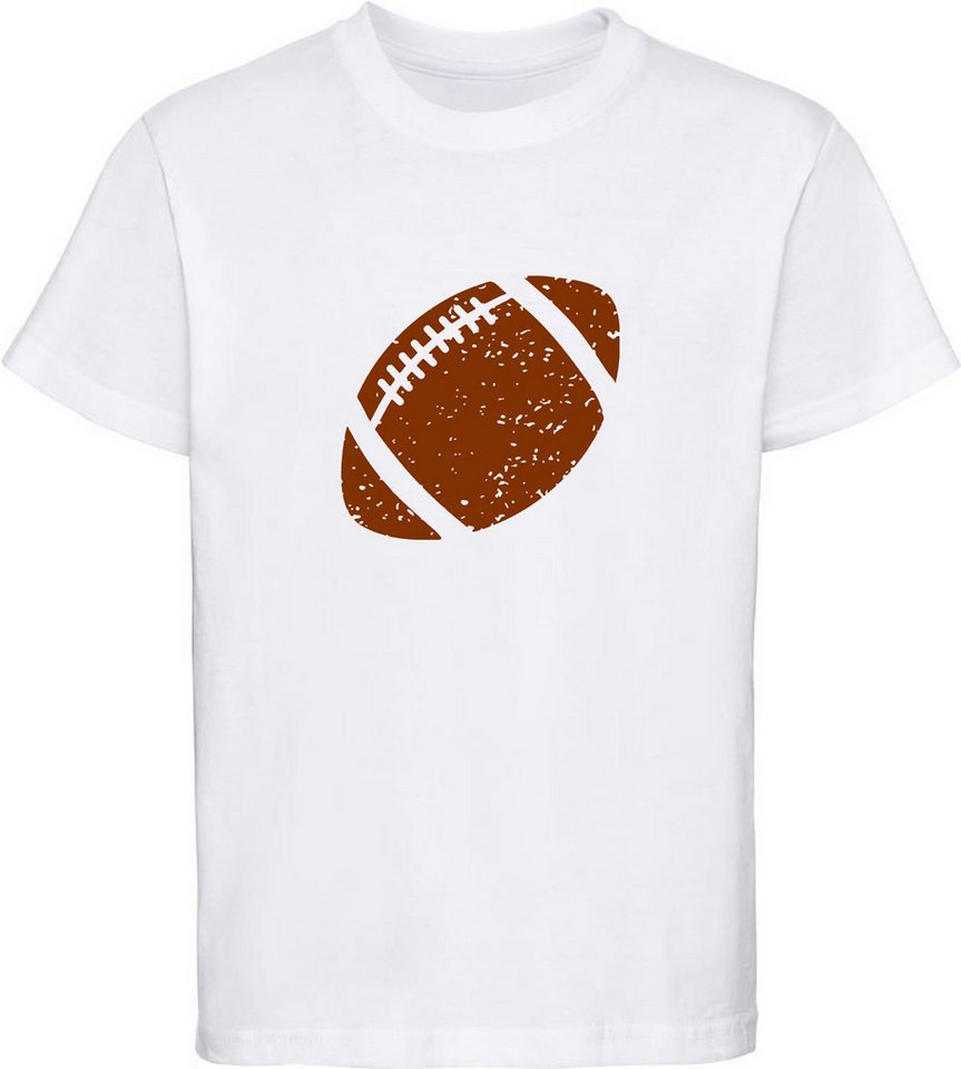 MyDesign24 T-Shirt Kinder Print Shirt mit braunem American Football Bedrucktes Jungen und Mädchen American Football T-Shirt, i503 von MyDesign24
