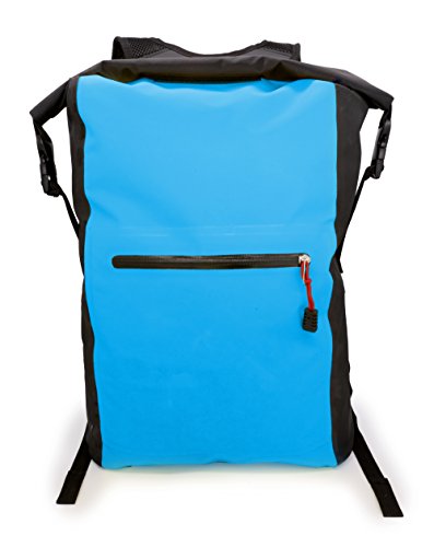 MyGadget Wasserdichter Rucksack 25L - Dry Bag Roll Top Daypack Wasserfest - PVC Trockenbeutel Drybag Outdoor Tasche für Wasser Sport & Wandern in Hellblau von MyGadget