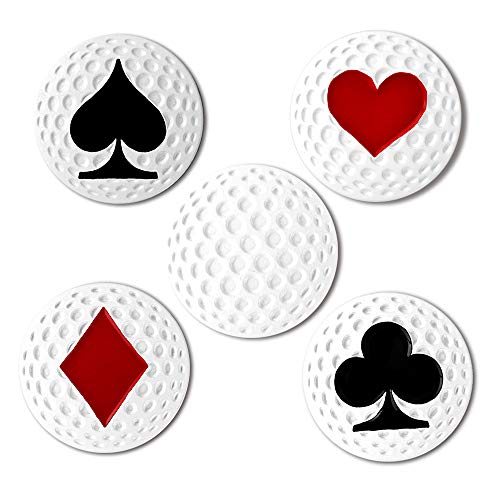 Myartte Kreative Golfballmarker aus weicher Emaille, passend für Golfhut-Clip, 24,4 mm, 5 Stück, Poker von Myartte