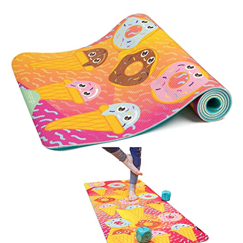 Myga Yogamatte für Kinder – rutschfeste Kindermatte, Fitness und Bewegung – Mehrzweckmatte mit 8 Yoga-Posen auf der Rückseite – leicht und reisefreundlich – (150cm x 55cm x 6mm) Sweet Tooth von Myga