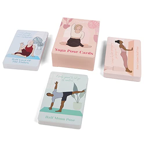 Myga Yoga Pose Affirmation Cards, 70 Yoga Fitness Sequencing Übungskarten, mit Sanskrit, kompakte Größe für Zuhause, Fitnessstudio, Reisen von Myga