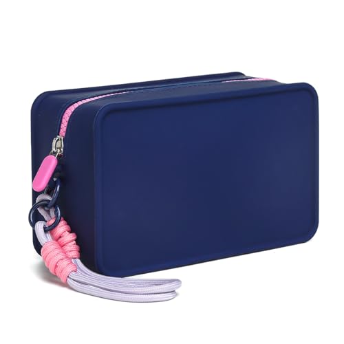Make Up Tasche Silikon mit Griff, Myhozee Wasserabweisende Kosmetiktasche Klein Schminktasche für die Aufbewahrung und Transport, Makeup Bag Pinseltasche Beauty Bag für Reisen Schule von Myhozee