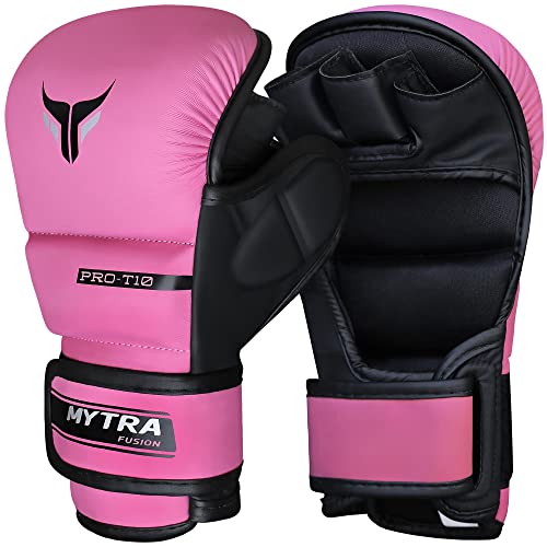 Mytra Fusion 7-oz Damen MMA Handschuhe Offene belüftete Handfläche MMA Sparring Handschuhe (S, Pink) von Mytra Fusion