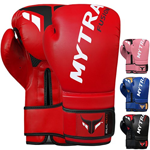 Mytra Fusion Boxhandschuhe 10oz 12oz 14oz 16oz MMA Box Handschuhe für das Training Punching Sparring Muay Thai Boxhandschuhe männer and Damen Kickbox Handschuhe (Red, 14-oz) von Mytra Fusion