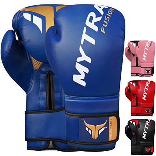 Mytra Fusion Boxhandschuhe 10oz 12oz 14oz 16oz MMA Box Handschuhe für das Training Punching Sparring Muay Thai Boxhandschuhe männer and Damen Kickbox Handschuhe (Blue, 10-oz) von Mytra Fusion