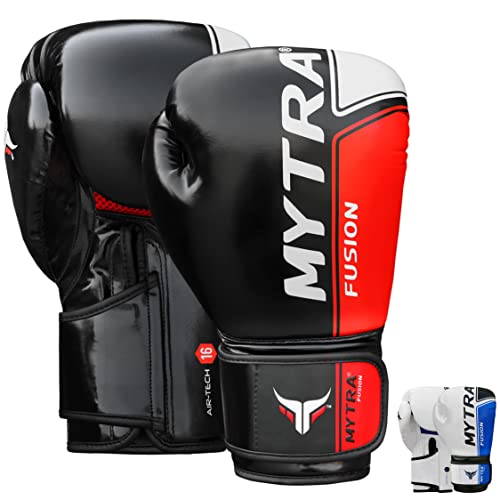 Mytra Fusion Boxhandschuhe 10oz 12oz 14oz 16oz MMA Box Handschuhe für das Training Punching Sparring Muay Thai Boxhandschuhe männer and Damen Kickbox Handschuhe (Black/Red, 14-oz) von Mytra Fusion
