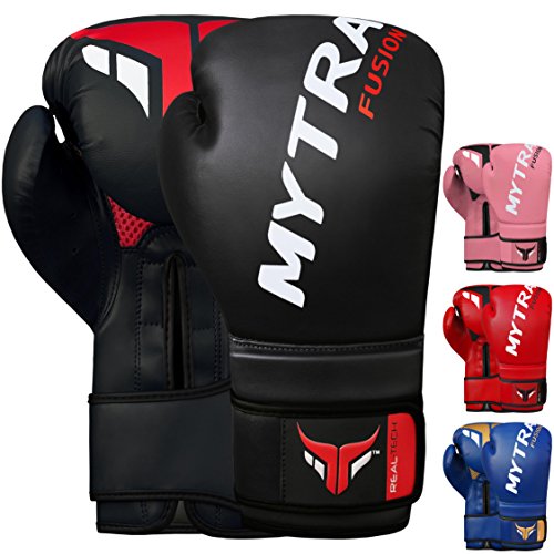 Mytra Fusion Boxhandschuhe 10oz 12oz 14oz 16oz MMA Box Handschuhe für das Training Punching Sparring Muay Thai Boxhandschuhe männer and Damen Kickbox Handschuhe (Black, 12-oz) von Mytra Fusion