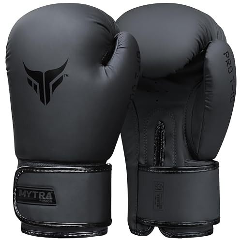 Mytra Fusion Boxhandschuhe Damen Box Handschuhe MMA Training Punching Kickboxhandschuhe (Black, 10-oz) von Mytra Fusion