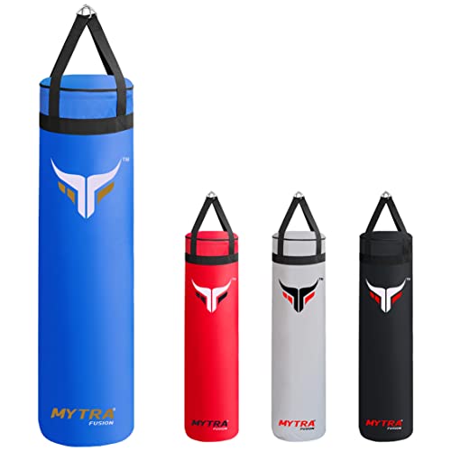 Mytra Fusion Hängender Punch boxsack Ungefüllter Boxing Bag für MMA, Muay Thai, Boxen, Karate Training boxsack Erwachsene Erhältlich mit 2 Größen 4FT und 5FT (Blue, 4FT) von Mytra Fusion