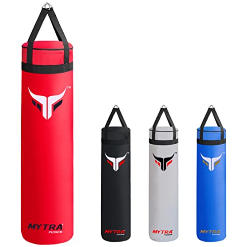 Mytra Fusion Hängender Punch boxsack Ungefüllter Boxing Bag für MMA, Muay Thai, Boxen, Karate Training boxsack Erwachsene Erhältlich mit 2 Größen 4FT und 5FT (Red, 4FT) von Mytra Fusion