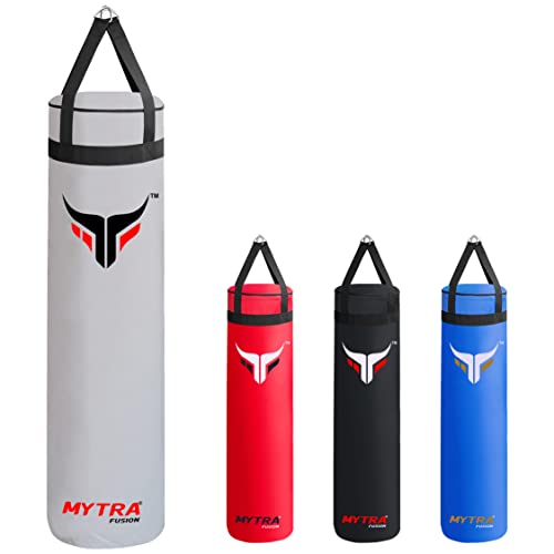 Mytra Fusion Hängender Punch boxsack Ungefüllter Boxing Bag für MMA, Muay Thai, Boxen, Karate Training boxsack Erwachsene Erhältlich mit 2 Größen 4FT und 5FT (White, 4FT) von Mytra Fusion