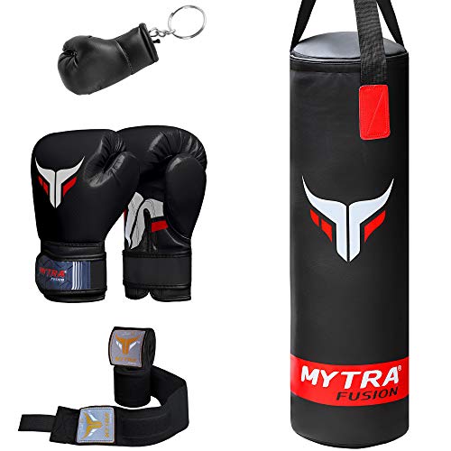Mytra Fusion Kinder-Boxsack-Set mit Boxsack, Handschuhen, Handbandagen und Schlüsselanhänger (2.5FT) von Mytra Fusion