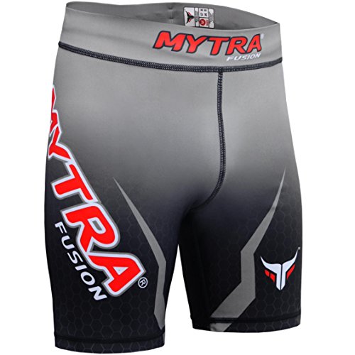 Mytra Fusion Tudo Shorts Compression Shorts MMA Thermal Compression Shorts Crossfit Base Layer Running Short Heat Gear Trunks Vale Tudo (Black Grey, Small) von Mytra Fusion