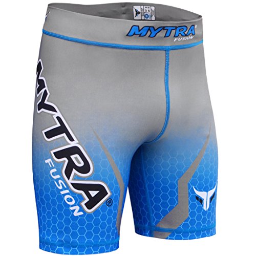 Mytra Fusion Tudo Shorts Compression Shorts MMA Thermal Compression Shorts Crossfit Base Layer Running Short Heat Gear Trunks Vale Tudo (Blue Grey, Small) von Mytra Fusion