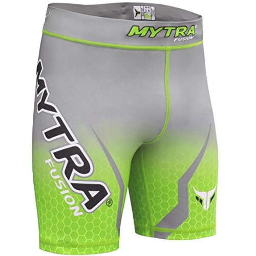 Mytra Fusion Tudo Shorts Compression Shorts MMA Thermal Compression Shorts Crossfit Base Layer Running Short Heat Gear Trunks Vale Tudo (Green Grey, Small) von Mytra Fusion