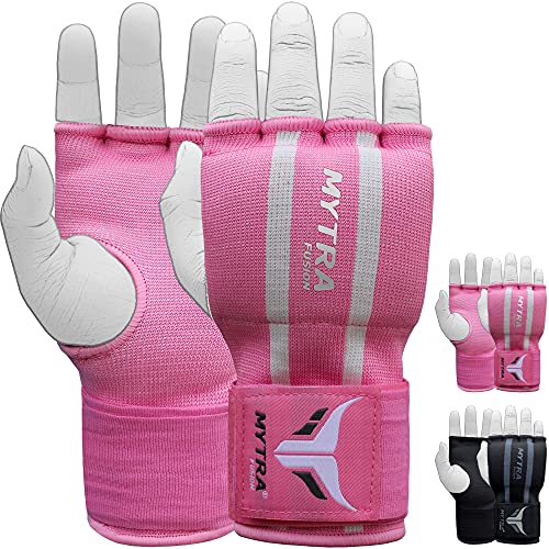 Mytra Fusion innenhandschuhe Boxen boxbandagen Schutz Easy Wraps Handschuhe mit Gel-Polsterung entlang des Verschlusses der Handschlaufe (L/XL, Pink/White) von Mytra Fusion