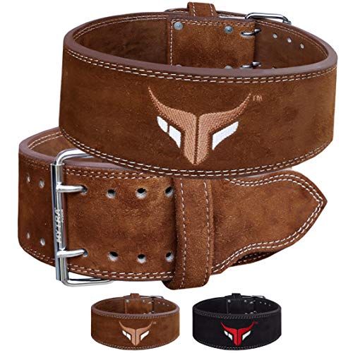 Mytra Fusion power weight lifting belt L4 weight training leather belt power belts for squats workout (Brown, Large) von Mytra Fusion