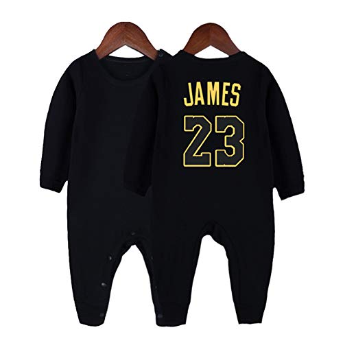 "N/A" Baby Basketball Trikot,Baby Body Langarmhose,Unisex Lange Ärmel Hose Strampler Formender (James-23),0-15 Monate,Black,73cm von "N/A"