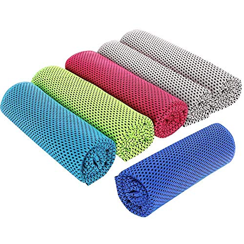 NA 6 Stück Kühlhandtücher Eishandtuch Kühlhandtuch Gym Handtücher 80 x 30 cm Mikrofaser Handtuch Cool Towel Sofortige Kühlung für Yoga Gym Camping Wandern Radfahren Golf Fußball Reisen Outdoor Sport von FOXCUP