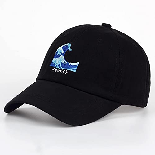 NA Baseball Kappe Baseballmütze Schwarze Stickerei Hysteresen-Baseballmütze Lässige Geschwungene Traufe Hut Atmungsaktive Sonnencreme Hüte von N\A