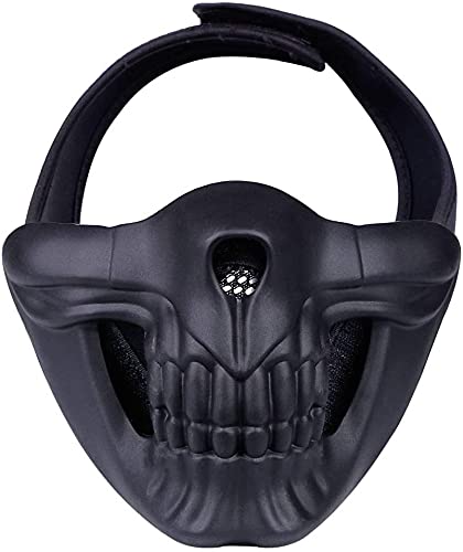 Airsoft Maske Airsoft Skull Tactical Demon Half-Face Protection ist geeignet für Halloween Airsoft CS Spiel Maskerade und Party, Bk, 17cm*15cm von NC