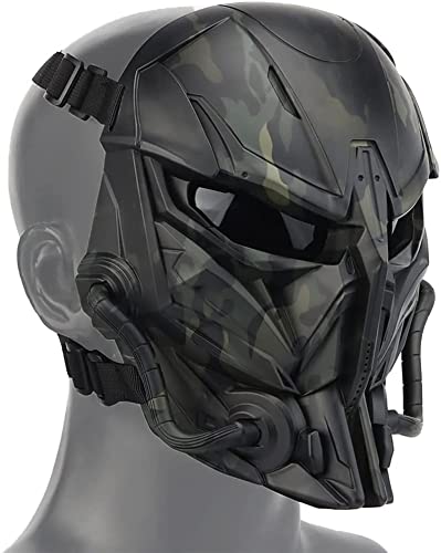 Airsoft-Maske Schädel Taktische Vollgesichtsmaske, Mit PC-Linse Anti-Aufprall-Dual-Modus-Tragedesign Verstellbarer Schultergurt von NC