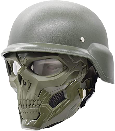 Airsoft Taktische Schutzmaske M88 Helm Verstellbarer Schädel Vollgesichtsmaske mit aktualisierter Version taktisches Helmset geeignet für Outdoor-Aktivitäten, 18X19cm von N\C