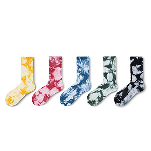 NC 5 Paar Damen Knöchelsocken Tie Dye Crew Socken Männer Mode Bunte Socken Atmungsaktive Sportsocken von N\C