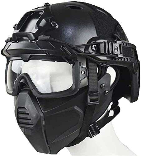 Schneller PJ Airsoft Helm mit 3D Split Schutzbrille und taktischer militärischer halber Gesichtsschutzmaske, geeignet für Paintball BB Gun Outdoor CS Games von N\C