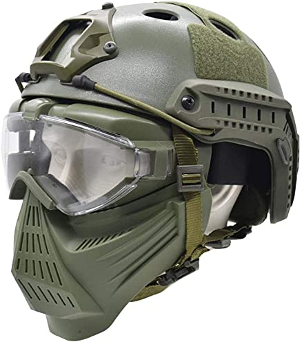Taktischer Luftgewehr-Vollgesichtsschutzhelm mit Linsenbrillenmaske, geeignet für CS-Überlebensspiel-Paintball-Rollenspiele, 24*25 CM von N\C