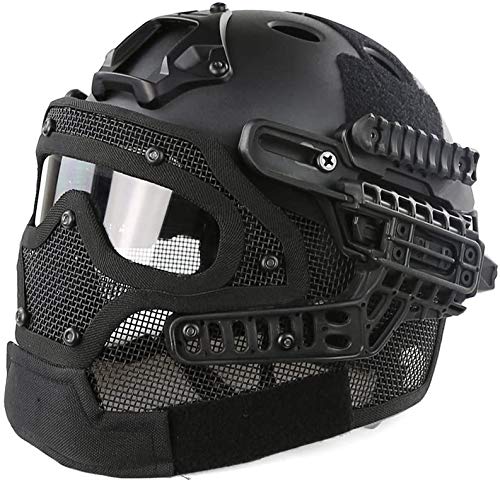 PJ Schneller Helm Airsoft Paintball-Schutz Vollgesichts-Multicam-Helm ABS Taktische CS-Maske mit Schutzbrille, CS Paintball-Schießen, Jagen, Radfahren, Motorrad, Outdoor-Sport von N/W