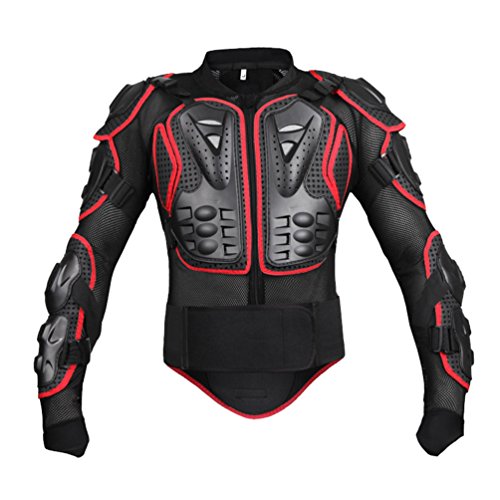 Motorrad Schutz Jacke Atmungsaktiv Einstellbar Brustschutz Sport Fallschutz Schutzjacke Motocross Protektorenjacke (Schwarz Rot, L) von N / A