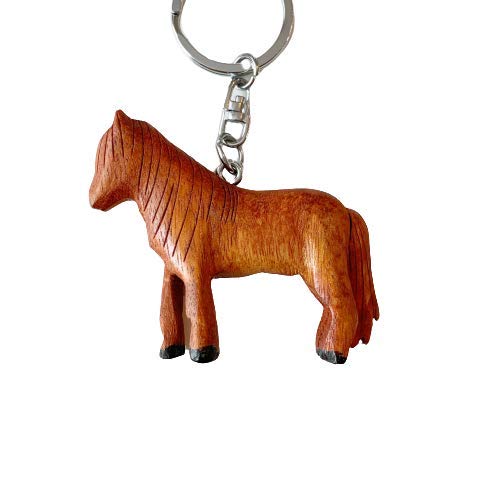 JA Horse - Holz Schlüsselanhänger Pferd Pferdchen Pony Reiten Tier handgemacht (3D braunes Pferd) von N A