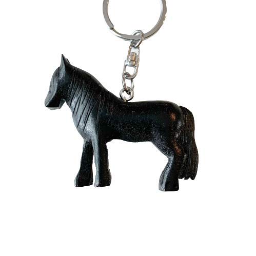 JA Horse - Holz Schlüsselanhänger Pferd Pferdchen Pony Reiten Tier handgemacht (3D schwarzes Pferd) von N A