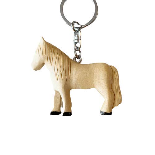 JA Horse - Holz Schlüsselanhänger Pferd Pferdchen Pony Reiten Tier handgemacht (3D weißes Pferd) von N A
