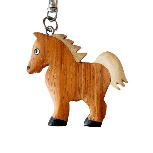 JA Horse - Holz Schlüsselanhänger Pferd Pferdchen Pony Reiten Tier handgemacht (braun Pferd) von N A