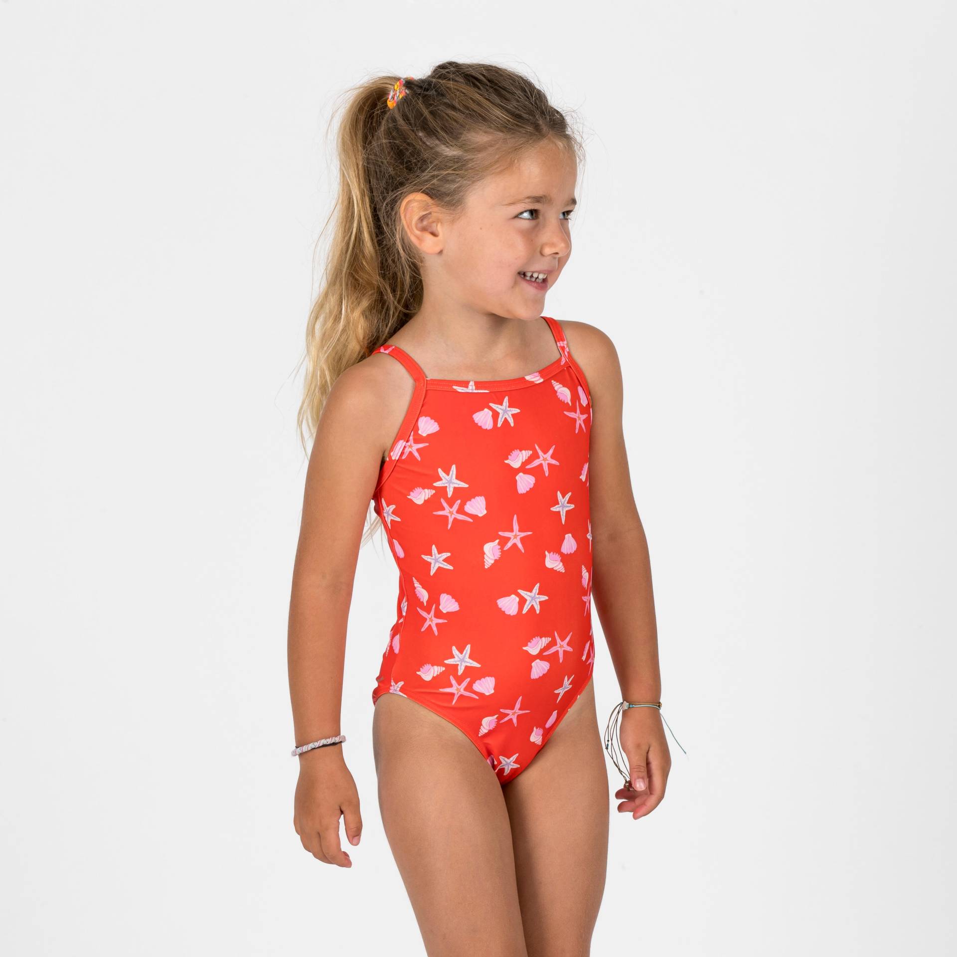Badeanzug Baby/Mädchen - Print Muscheln rot von NABAIJI