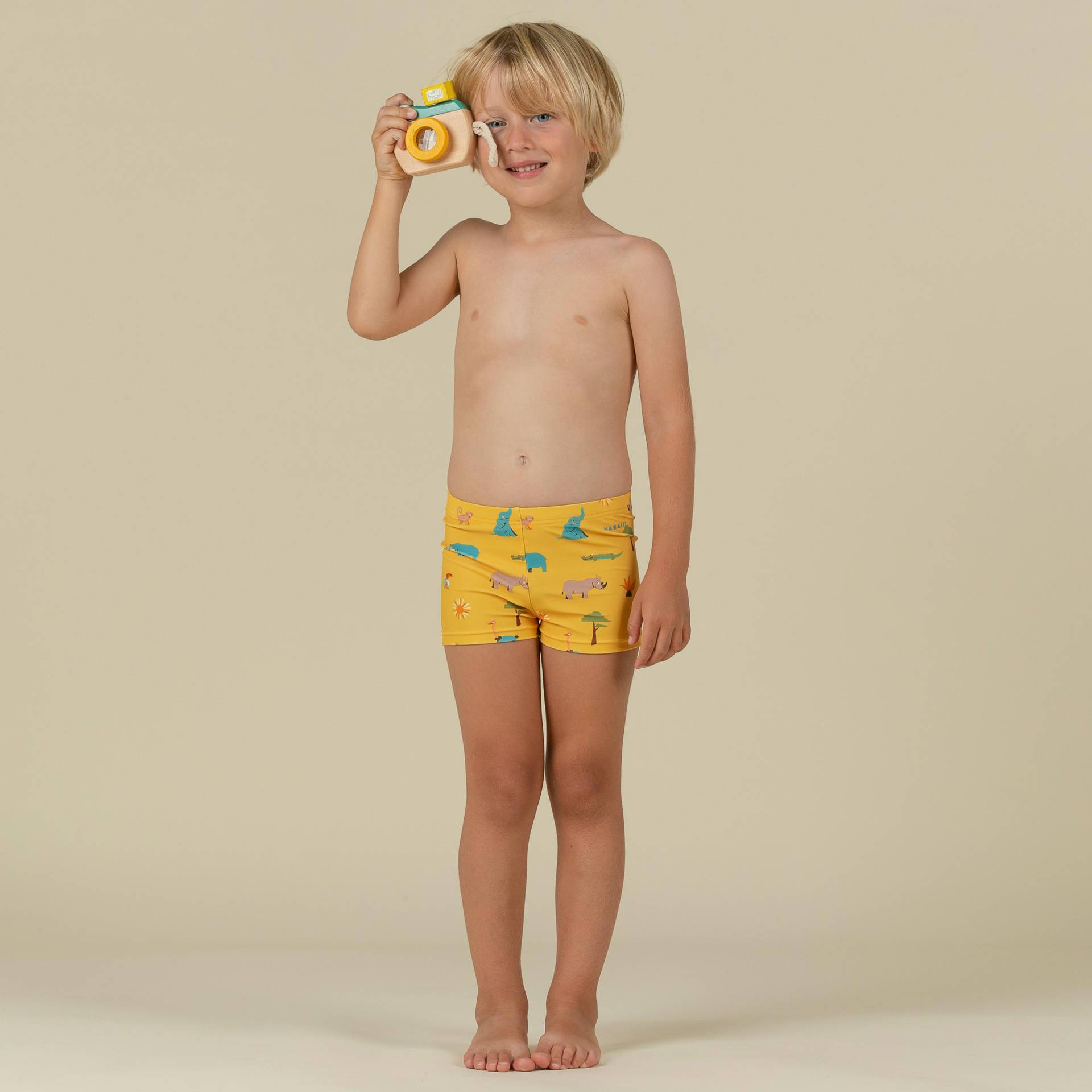 Badehose Boxer Baby/Kinder - Druckmotiv Savanne gelb von NABAIJI