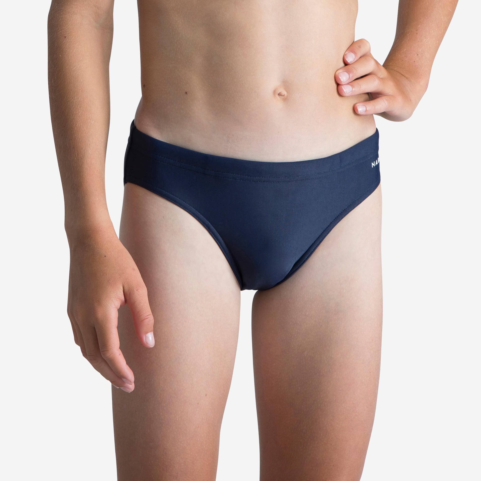 Badehose Slip 100 Basic Jungen marineblau von NABAIJI
