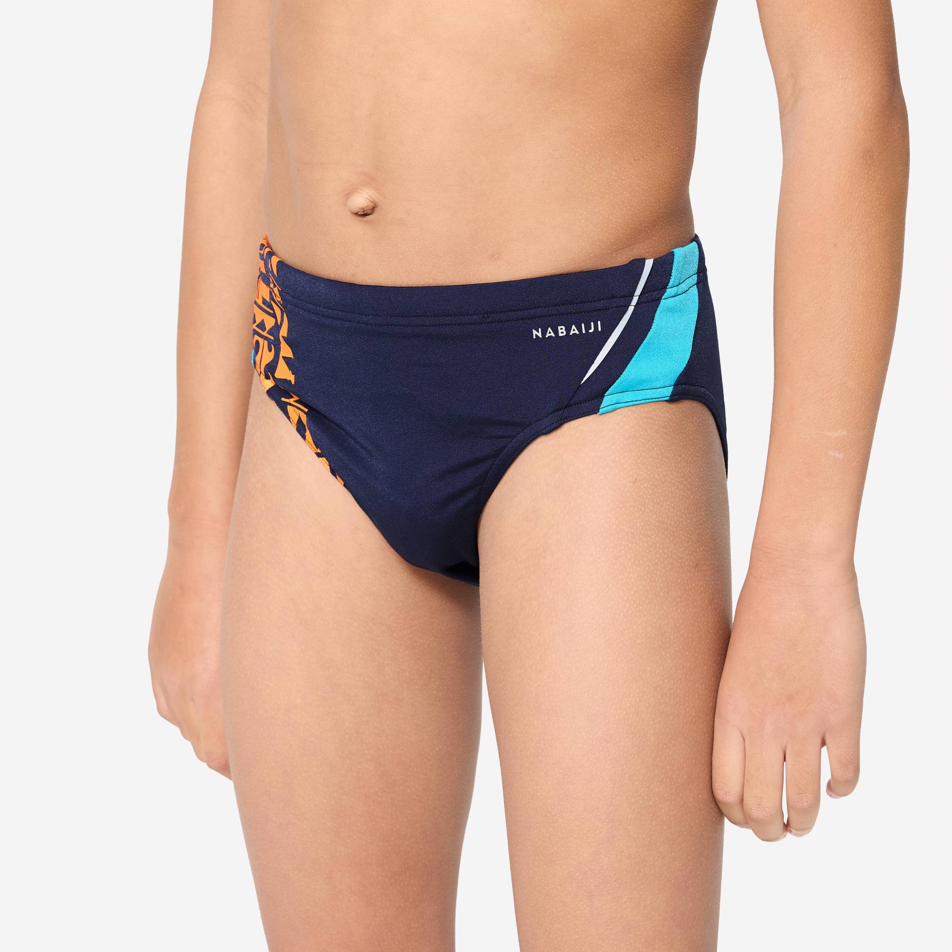 Badehose Slip Jungen - 900 Yoke blau/orange von NABAIJI