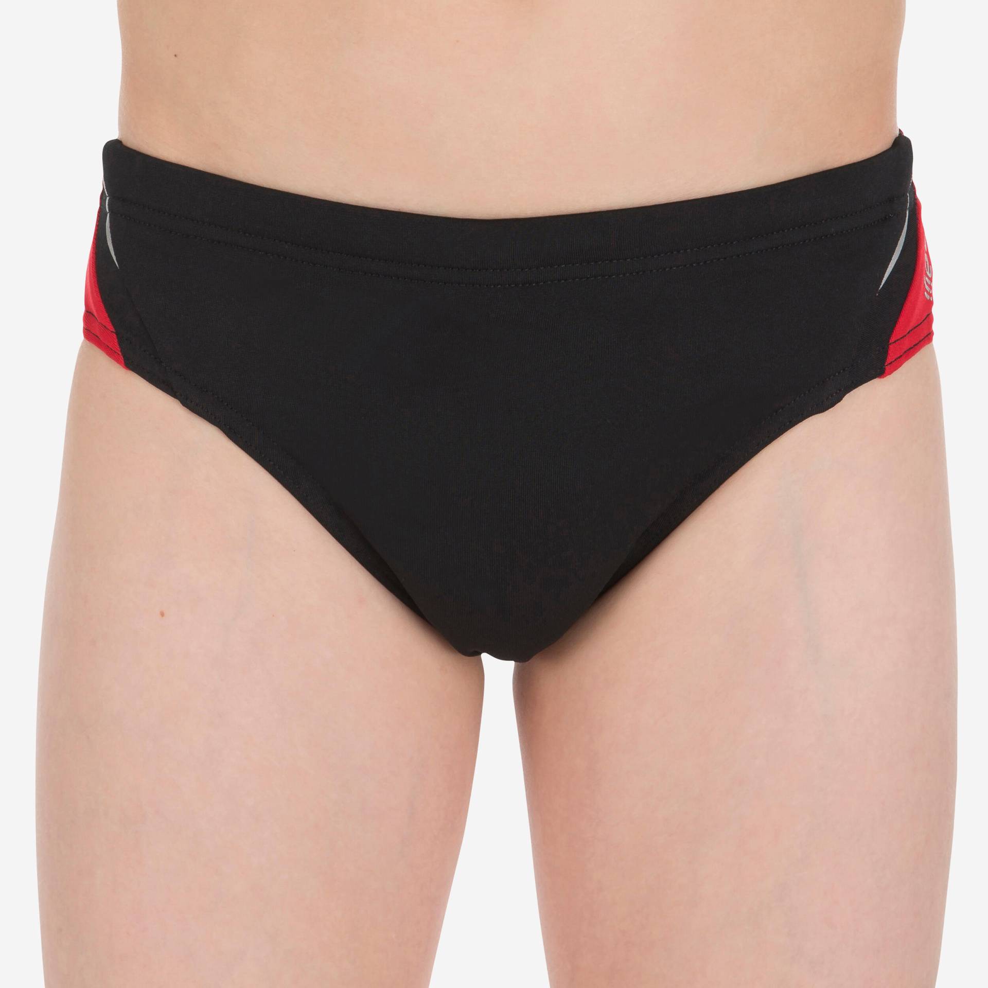 Badehose Slip Jungen - 900 Yoke schwarz/rot von NABAIJI